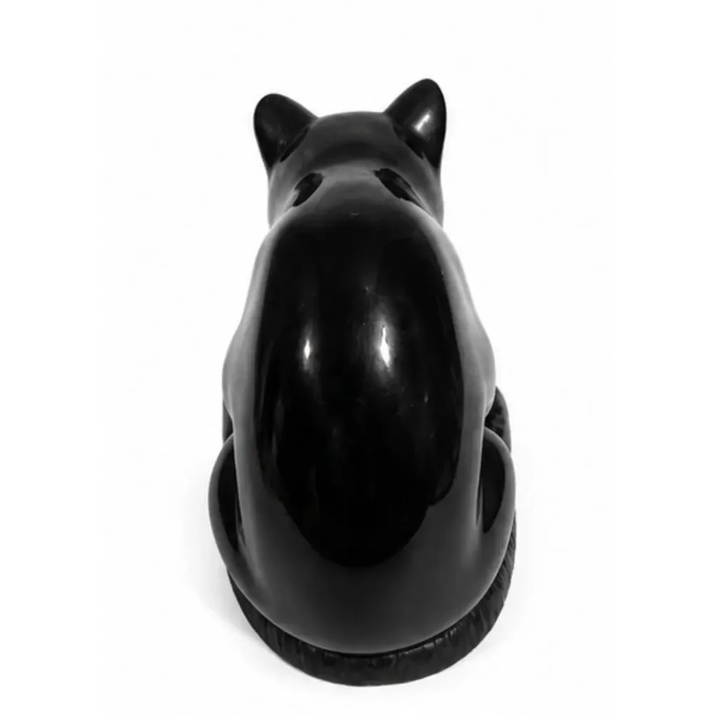 Black Cat & Kitten Ceramic Figurine Glossy Vintage Style Home Decor Statue 6”